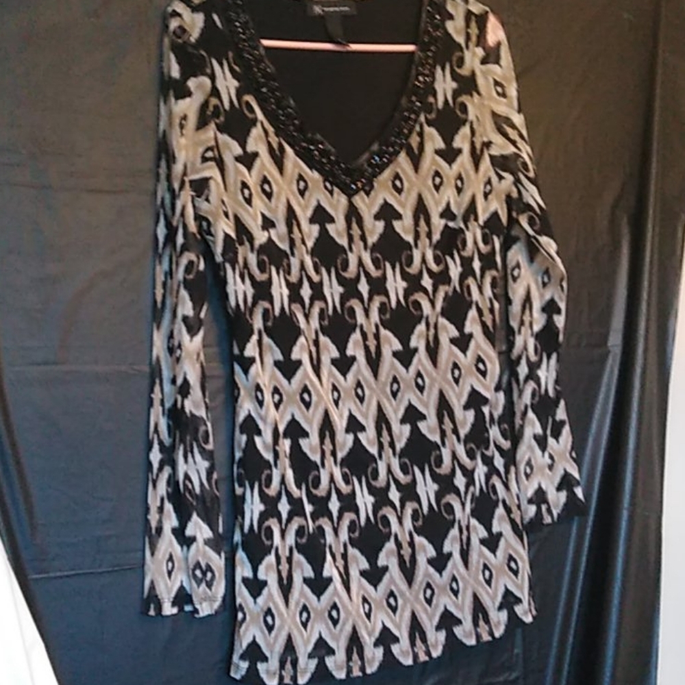 Beautiful black,brown,white long sleeve shirt